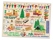 Abbey Gift Happy Campers Glass Cutting Board (57831) 