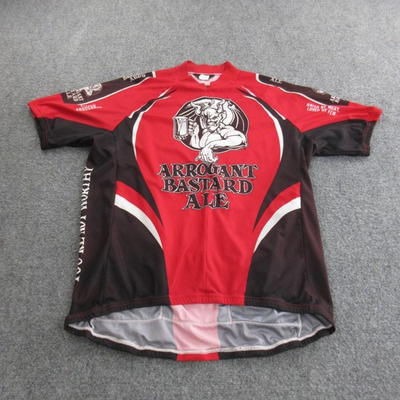 #ad Arrogant Bastard Ale Jersey Mens XL Red Black Cycling Beer Canari Short Sleeve $18.37
