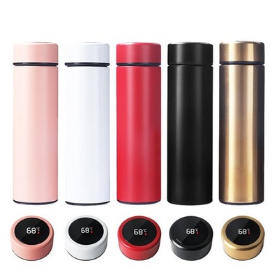 Smart Thermos Stainless Steel - Double Walled Insulated with LED TEmp- Red