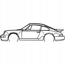 Wandbild Porsche 911 Turbo 964 90x26cm Schwarz HDF 3D Ajour Auto Deko Garage