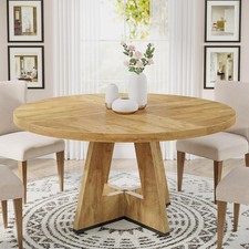 47 Inch Round Dining Table for 4 Person, Farmhouse Kitchen Table for Dining Room