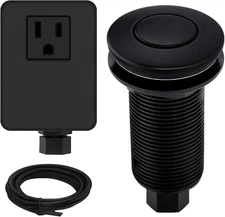 Garbage Disposal Air Switch Kit with Long Button, Matte Black (Brass Cover)
