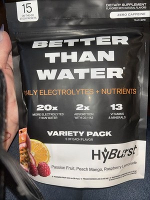 Hyburst Better Than Water. Flavors: Passion Fruit, Peach Mango, Rasp  Lemonade