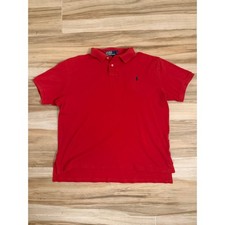Polo Ralph Lauren Red Custom Fit Short Sleeve Polo Shirt Mens XL Cotton Mesh