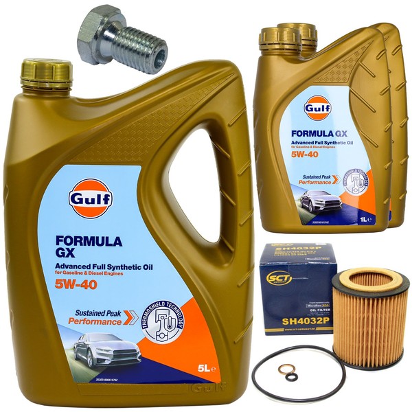 MotoröL Filter Set Gulf Formula GX 5W-40 7 Liter + Schraube FüR BMW 7Er 730I Li-image