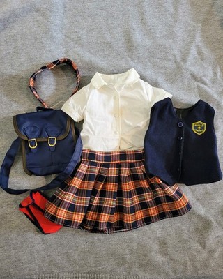 American Girl-sized Battat brand school uniform with backpack and lunchbox