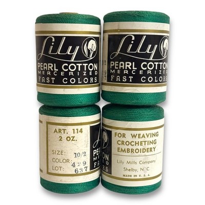 Lot of 2 Lily Pearl Cotton Mercerized Embroidery Thread Size 10/2 Green 429