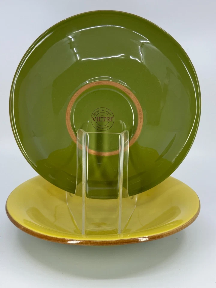 2 CUENCOS DE PASTA Vietri Cucina Fresca Amarillo Azafrán/Salvia Italia 8.75"W ITAL MODERNO Foto 3 de 4