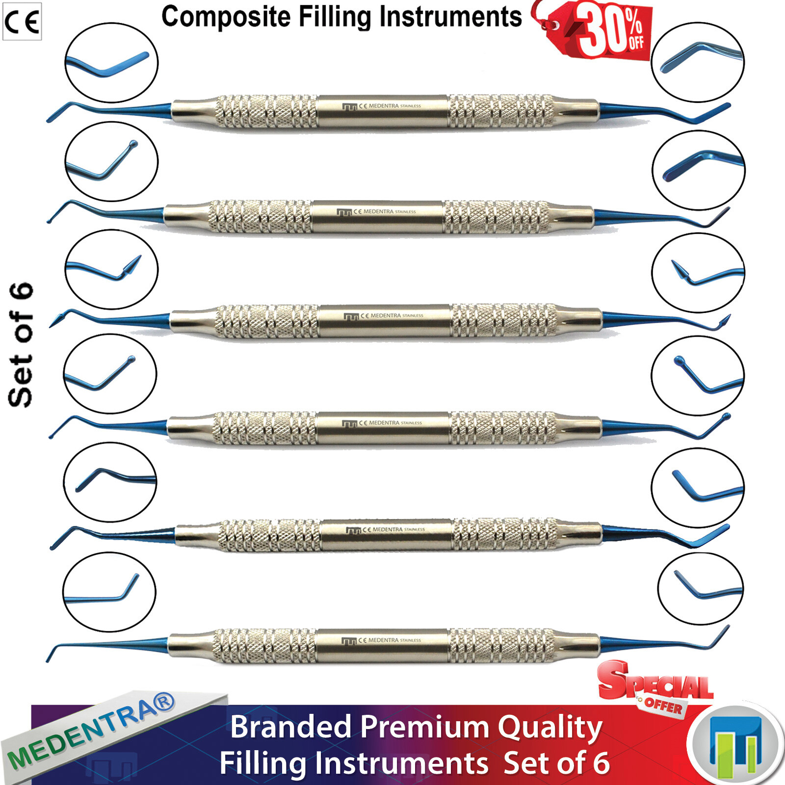 MEDENTRA Dental Composite Placing Setup Instruments Scalers Filling