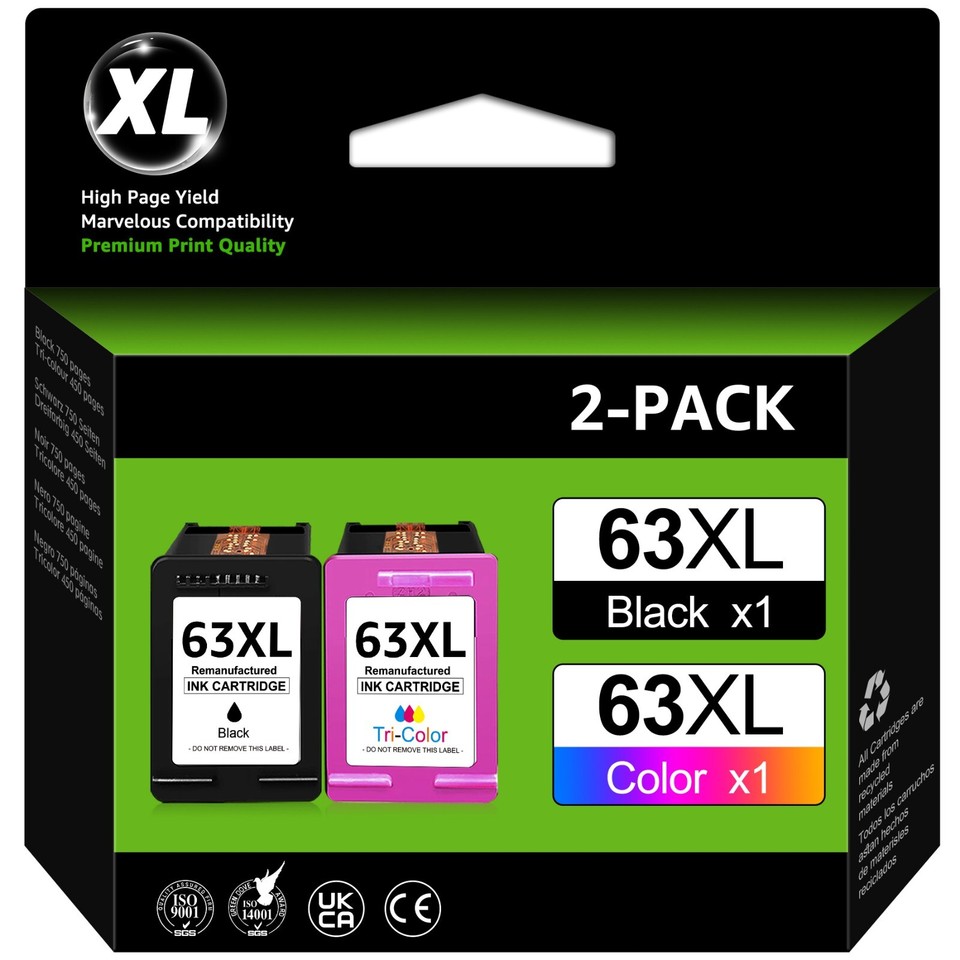 63 XL Ink Cartridges for HP Envy 4516 4520 4522 OfficeJet 3830 4650 ...