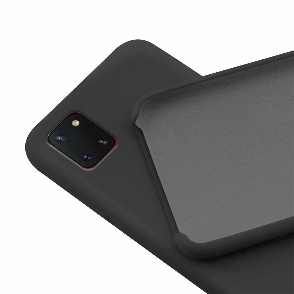 Cover Silicone Liquido Gel Interno Microfibra Samsung Galaxy Note 10 Lite Nero