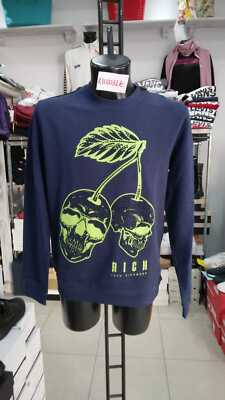 Richmond Sweatshirt Cotton Man Blue With Green Print New Size M RIC003LZ