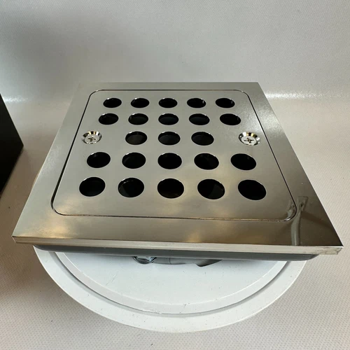 Signature Hardware  SH608PN Menlo Square Shower Drain Polished Nickle  NEW - Picture 2 of 9