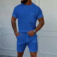 Men Summer Outfit 2-Piece Set Short Sleeve T-Shirt and Shorts Sweatsuit Set