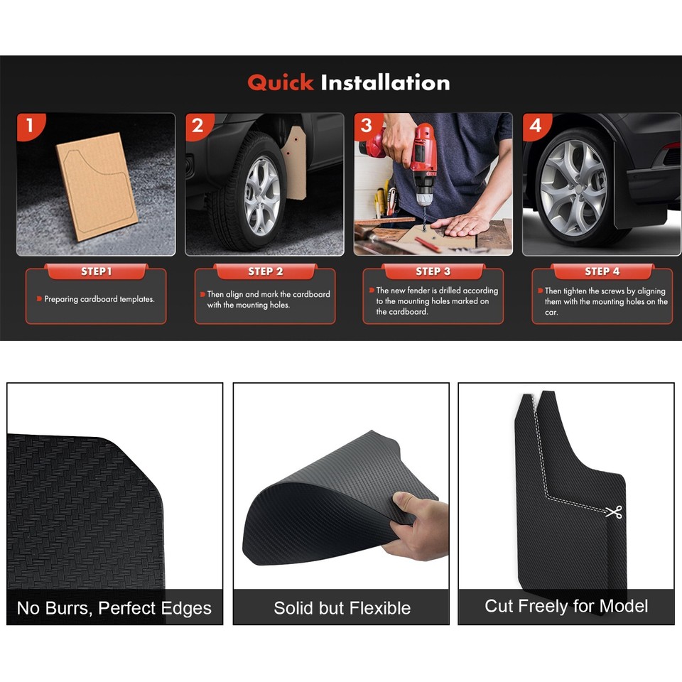 Lot De 4 Bavettes Anti-éclaboussures Compatibles Avec Fiat 500 500C