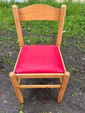 SEDIA VINTAGE DEGLI ANNI 80 IN FAGGIO CON SEDUTA IN ECO PELLE