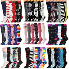 Lots Compression Socks Stockings Womens Mens Knee High Medical 20-30 mmHG S-XL