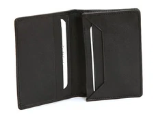 Leather Credit Card & ID Holder Slim Design Black Men's Wallet