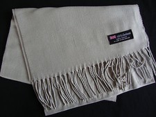 100 Cashmere Winter Scarf Scarve Scotland Warm Solid Gray Grey Shawl Neck NEW