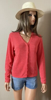 Gilet cardigan rose en mailles 55% lin RINASCIMENTO T 38 - Photo 1/4