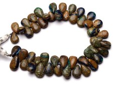 Natural Gem Boulder Azurite Malachite 12x9 mm Size Pear Shape Beads 9" Strand