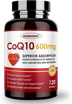 Coq10-600Mg-Softgels - Extra Strength Coenzyme Q10 with PQQ, Omega-3 & Bioperine