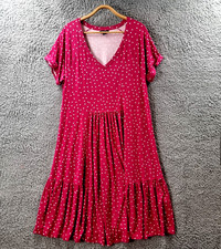 AUTOGRAPH Womens Dress Plus Size 14 Pink White Spot Stretch Knit Short Sleeve