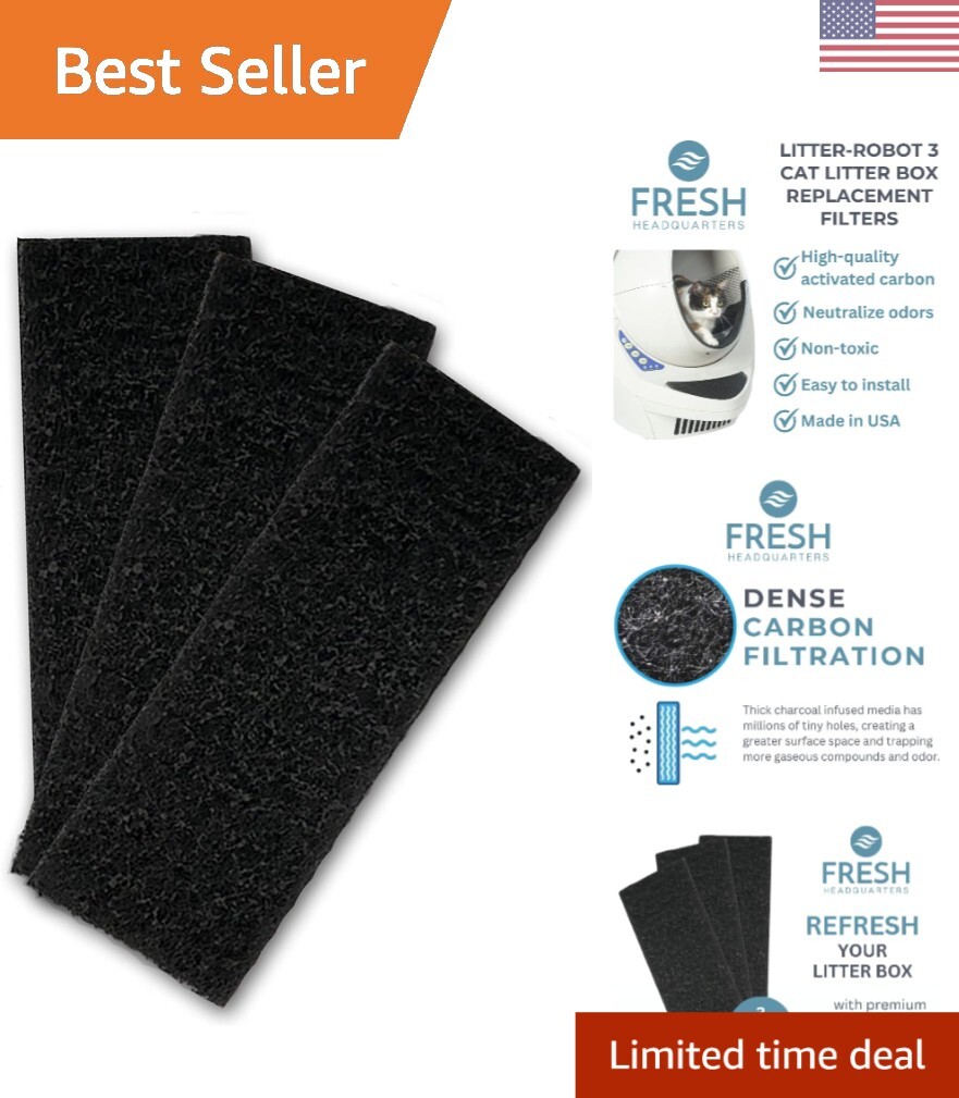 3 Pack Replacement Carbon Filters Compatible with Litter-Robot 3 – Activated ...