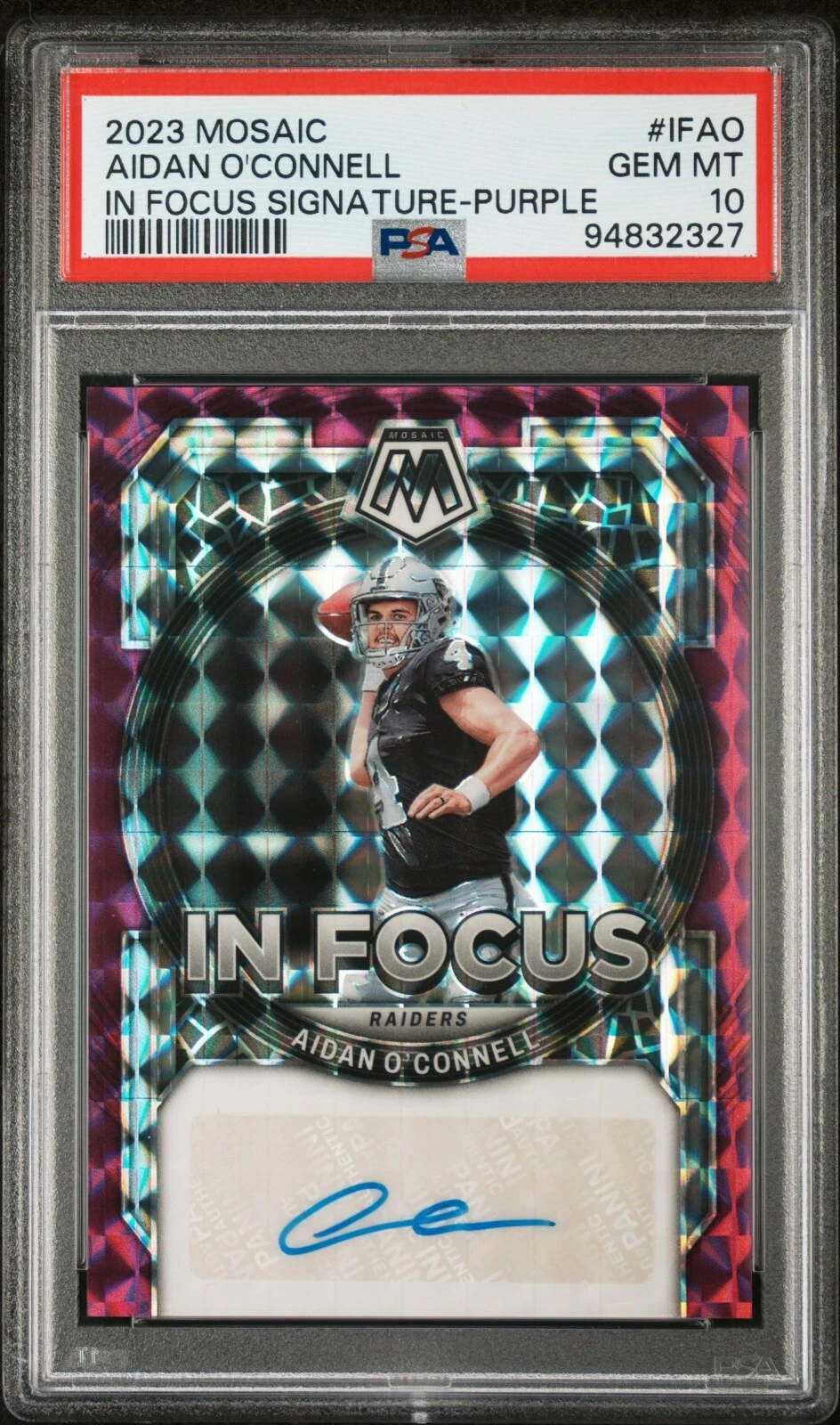 Aidan O'Connell Panini Mosaic in Focus Signature #IFAO Purple