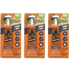 Gorilla Waterproof Fabric Glue 2.5 Ounce, 3-Pack, Clear, 7 Fl Oz