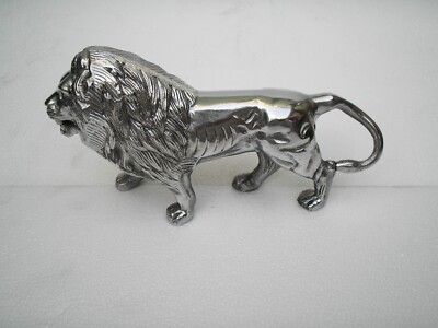 Metal Lion Table Top Sculpture Decorative Figurine Statue 9 inches