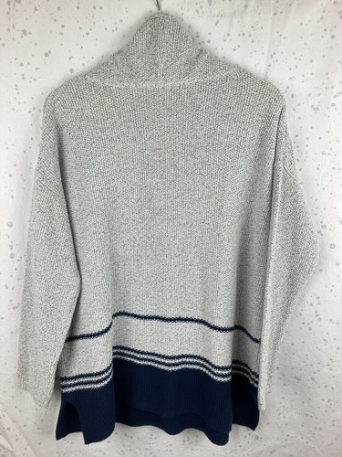 Maglione J. Jill Wmns taglia Petite Small PS grigio oversize collo cappuccio grigio righe - Foto 5 di 9
