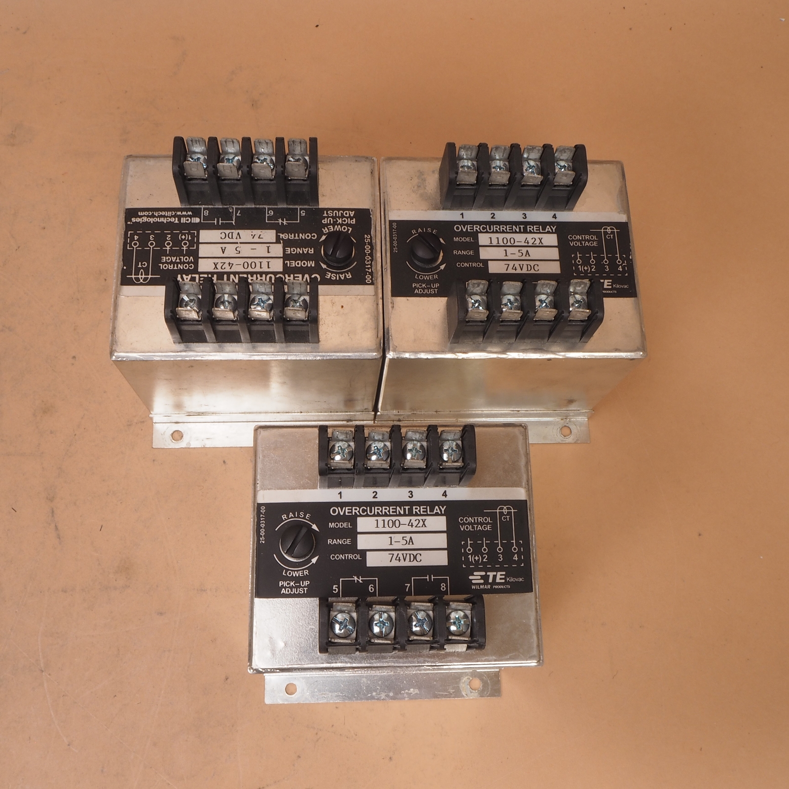 Lot of 3CII Technologies 1100-42X Overcurrent Relays 1-5A 74DC