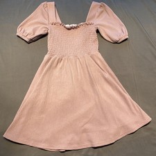 Nine West Small Baby Doll Dress Cottagecore Fairy Pink Mauve Crepe Mini 