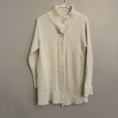 Liz Claiborne Womens White Sweater Cardigan Size M Medium Long Sleeve 