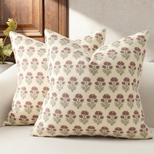 Farmhouse Floral Pillow Covers 18x18 Set of 2, Country Botanical Throw Pillow Co
