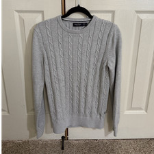 Nautica Men's Cable-Knit Crewneck Pullover Sweater Gray Size S