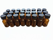 24 Pack Amber Glass Boston Round 20ml Bottles w/ Childproof Black Caps Push Tab
