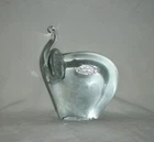 BLENKO ART GLASS ELEPHANT DON SHEPHERD 76E PAPERWEIGHT ORIGINAL LABEL