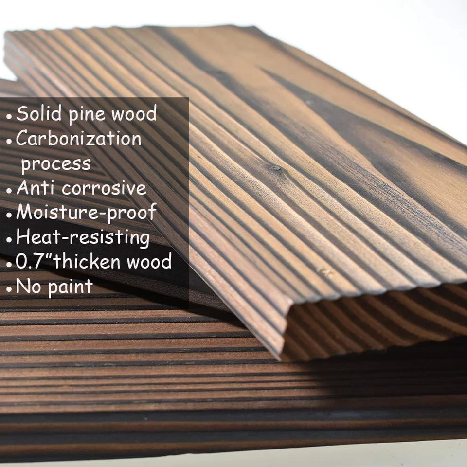 Floating Shelves Rustic Wood Wall Mounted Shelf Practical set of 3, Brown  - Image 4 of 4