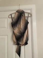 Coast Peach/Black Check Halterneck