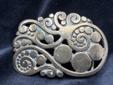 Big Brass belt buckle K Dupree 1960's-1970's Hipster Psychedelic Unisex 3  x2  
