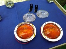 Vtg Signal Stat Model 3601 Round Chrome Bezel White Amber Lens Backup Tail Light