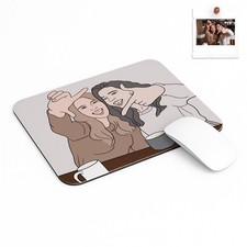 Personalized Friendship Doodle Art from Photo, Best Friends Gift Mouse Pad
