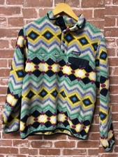 Patagonia Synchilla T-Snap Pullover Timber Twist Aztec Print Lightweight Navy M
