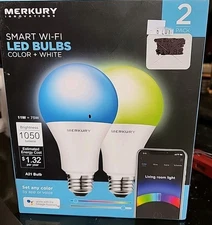 MERKURY INNOVATIONS  SMART WI-FI LED BULBS COLOR + WHITE 2 PACK