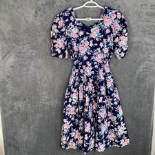 80’s Puffed Sleeve Drop Waist Floral Cottagecore Dress Size 11 Kimmy Schmidt