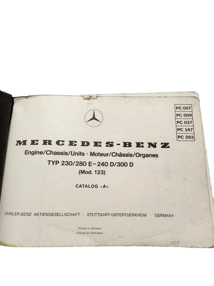 Mercedes Benz Tipo 230/280 E-240 D/300 D Chasis Motor Manual Catálogo E Mod 123 Foto 2 de 4