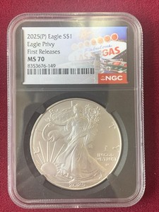 2025(P) American Silver Eagle Privy, NGC First Release MS70 Las Vegas Black Core