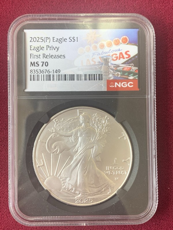 2025(P) American Silver Eagle Privy, NGC First Release MS70 Las Vegas Black Core